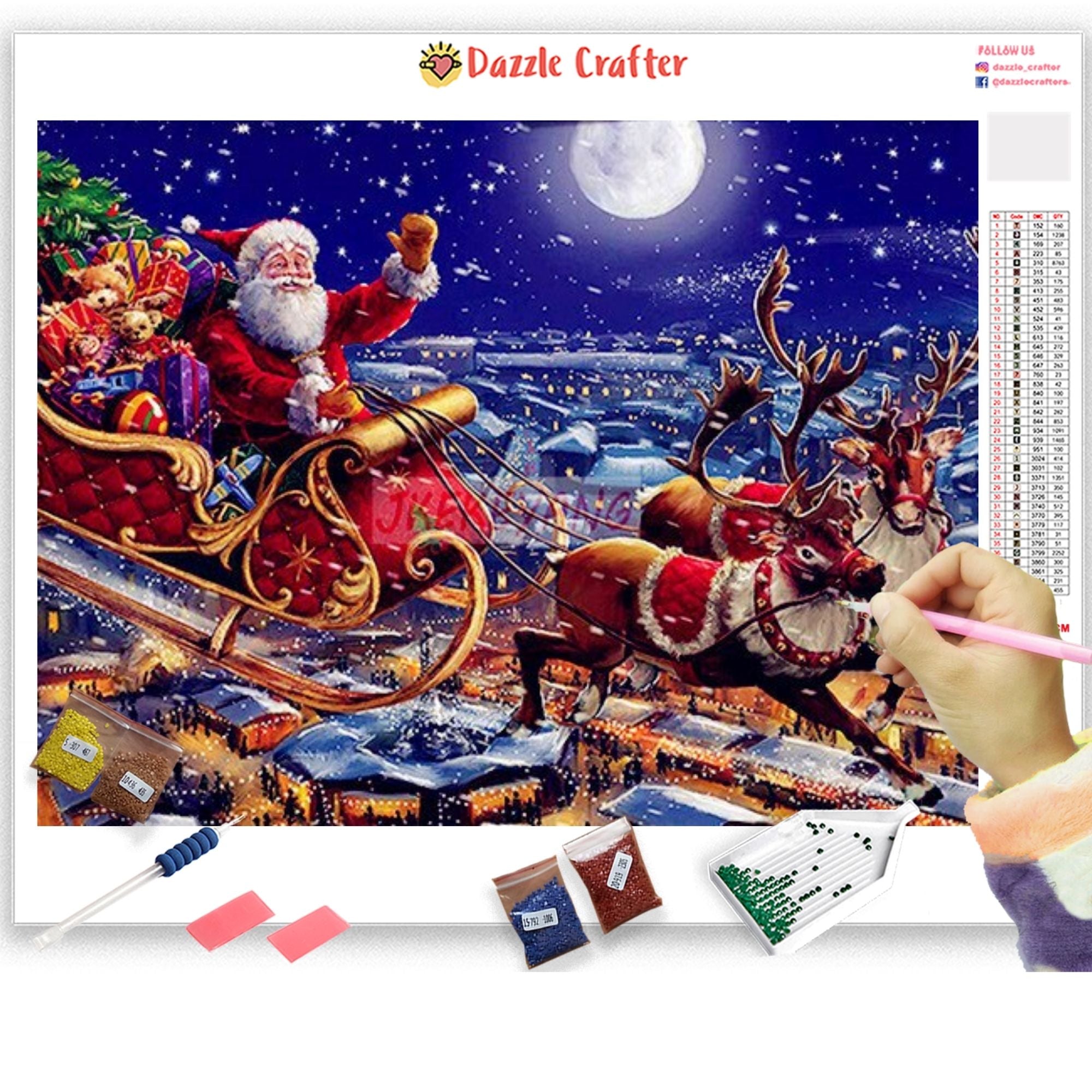 5D Diamond Painting Father Christmas Sled Kit