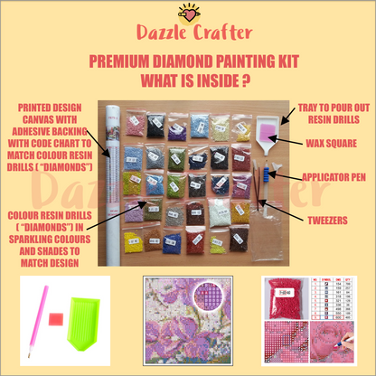 TWIN BIRDS & FLOWERS Diamond Painting Kit - DAZZLE CRAFTER