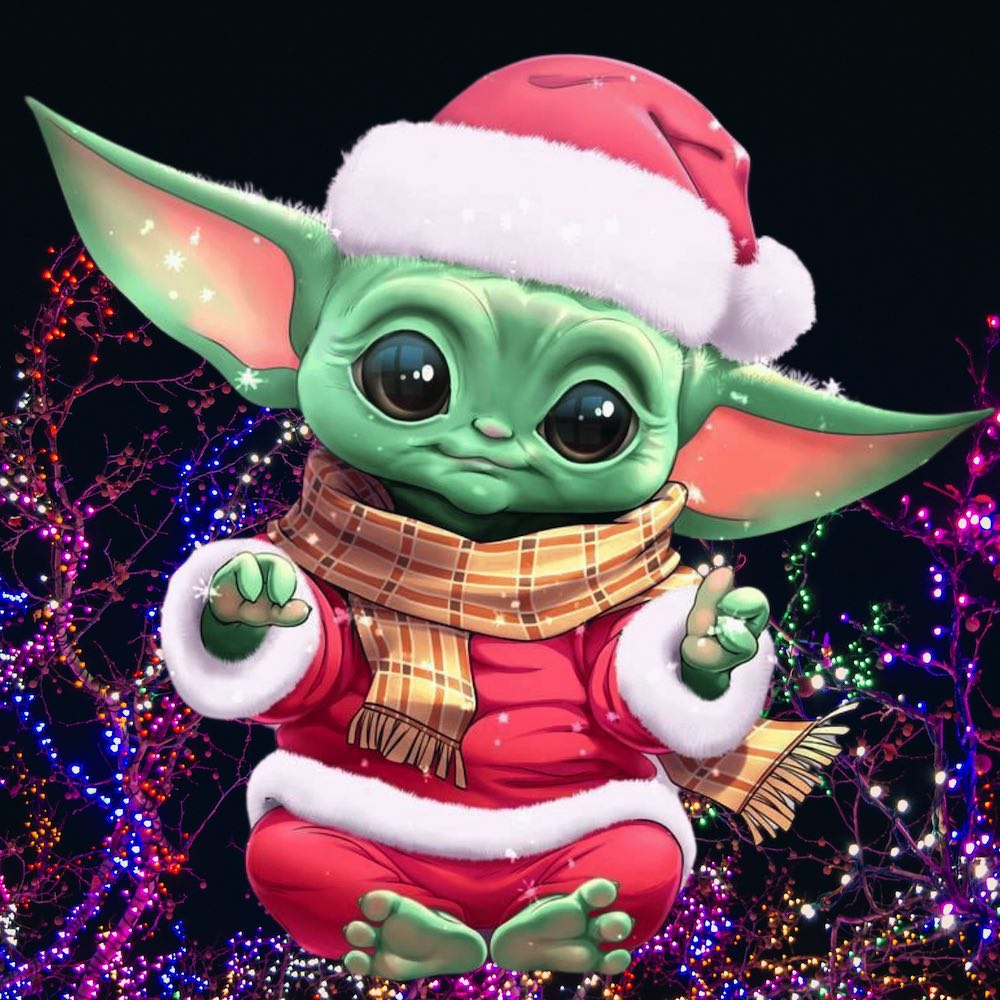 Cute and Adorable Baby Yoda Big Eyes Santa Hat Christmas Cartoon Dog  Character Magic Highly Detailed Digital Painting Well Rendered Matte  Fantasy