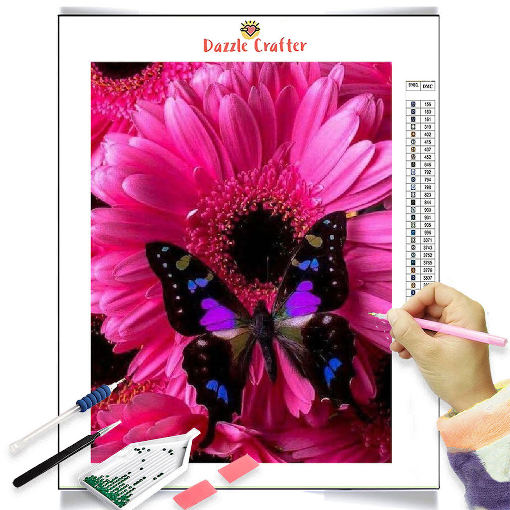 5D Diamond Painting Light Pink Roses and Butterflies Kit