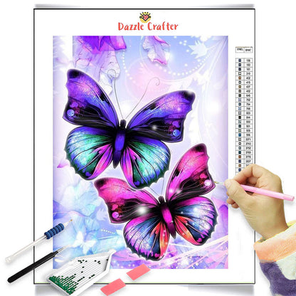 TWIN PURPLE BUTTERFLIES Diamond Painting Kit