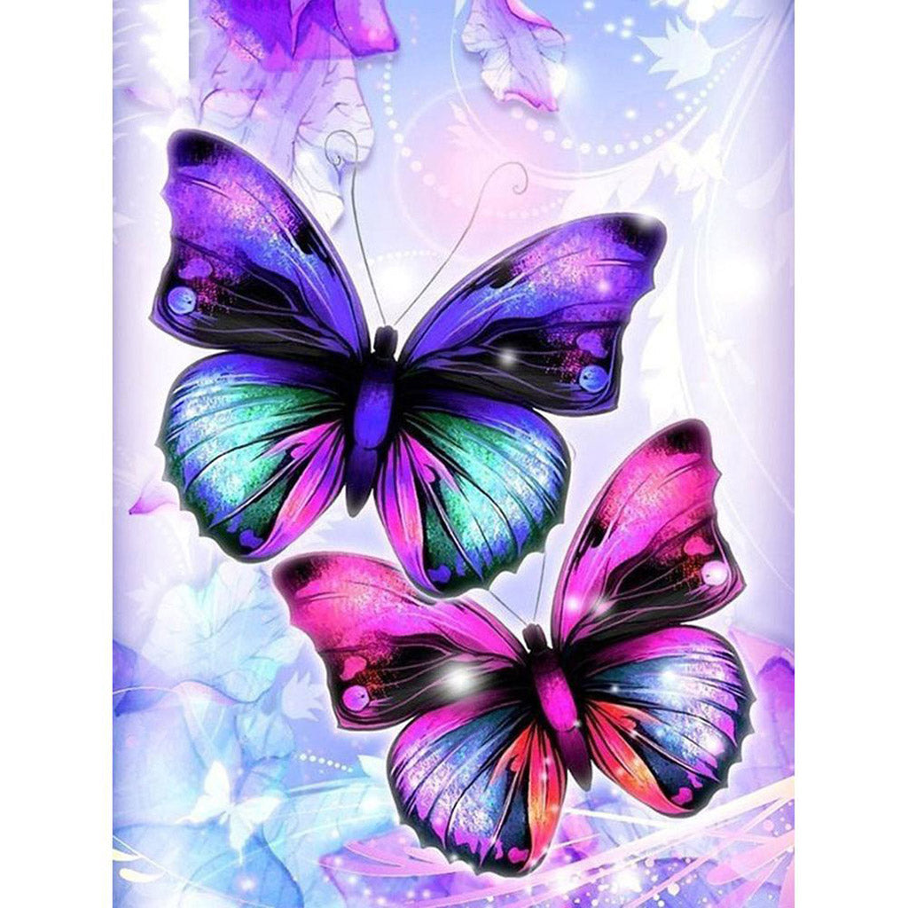 TWIN PURPLE BUTTERFLIES Diamond Painting Kit