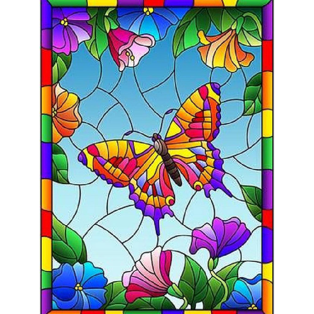 Flower And Bird Glass Painting - Full Square Drill Diamond Painting -  40*70CM(Picture)