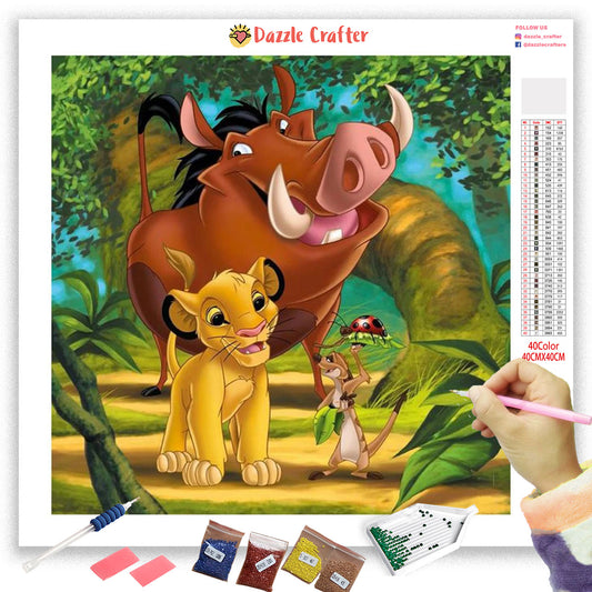 SIMBA AND PUMBAA  Diamond Painting Kit