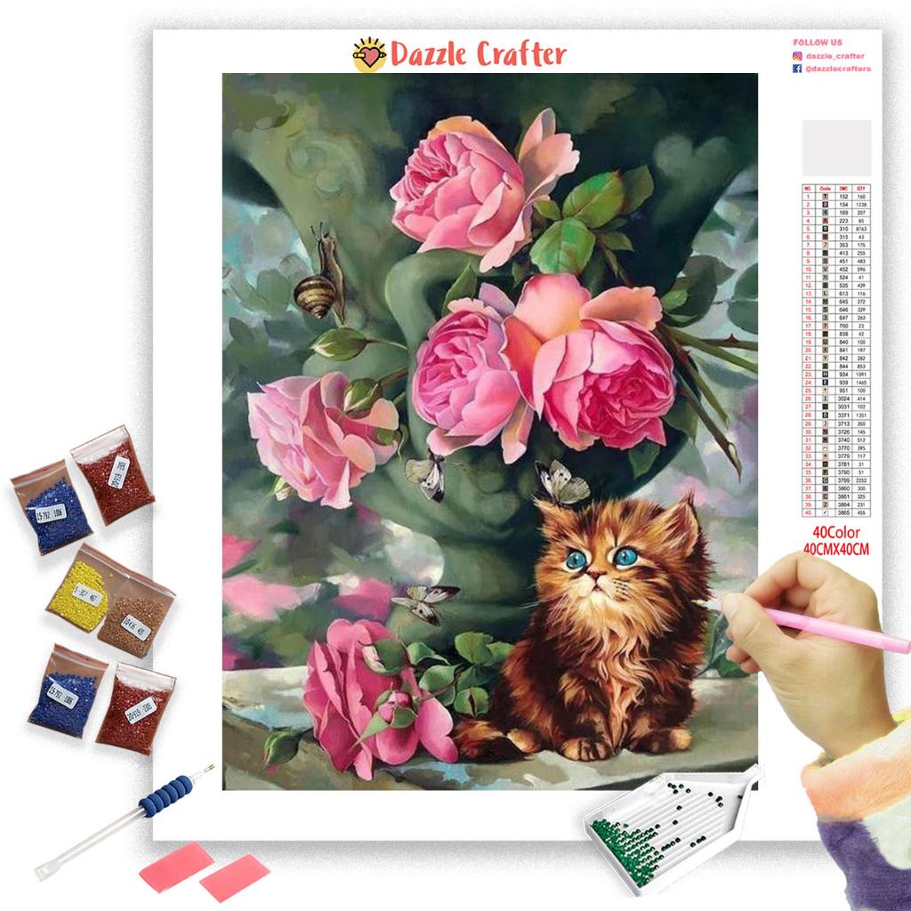 CAT WITH A DRAGONFLY Diamond Painting Kit – DAZZLE CRAFTER