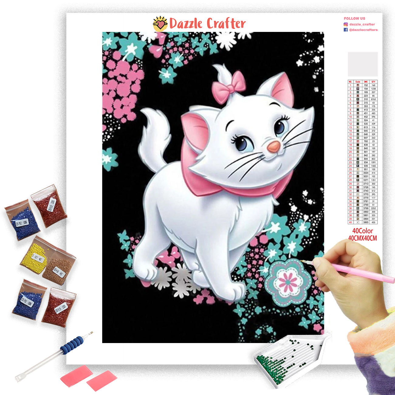 Sparkly Selections Beginner Sparkly Cat Diamond Painting Kit, Square  Diamonds
