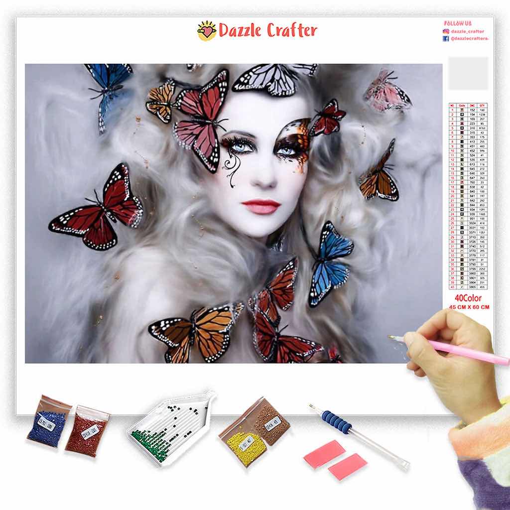 ROSE GIRL BUTTERFLY Diamond Painting Kit – DAZZLE CRAFTER