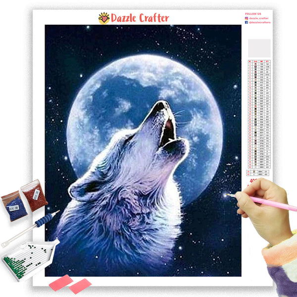 Wolf under Moon DIY Diamond Painting [USA SHIPPING] – All Diamond Painting