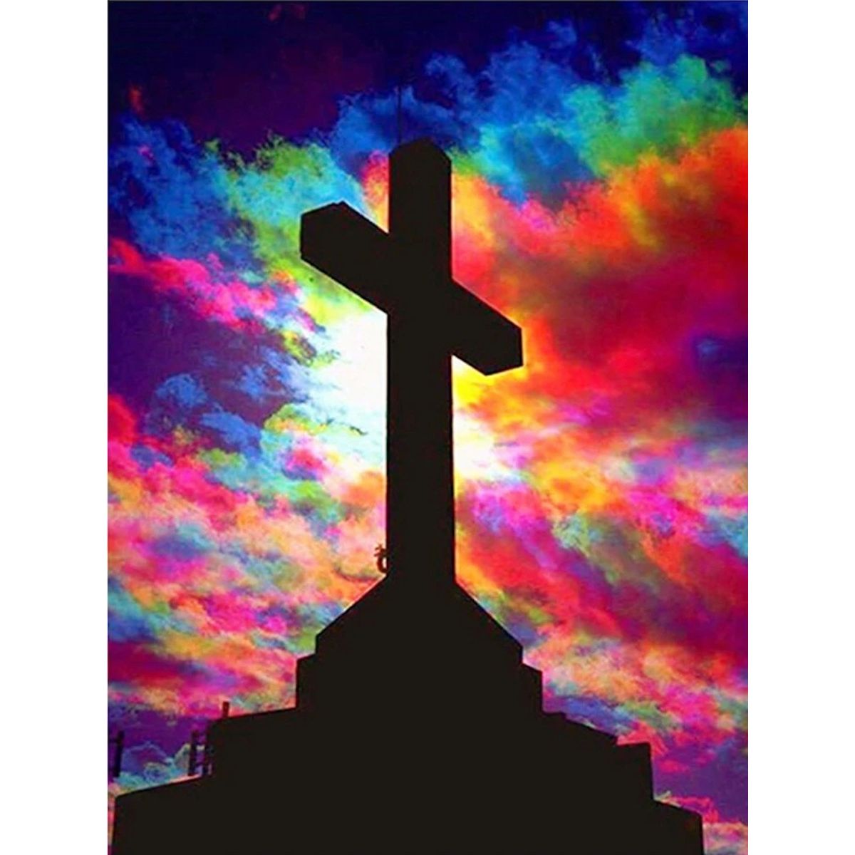 COLORFUL SKY WITH CROSS Diamond Painting Kit