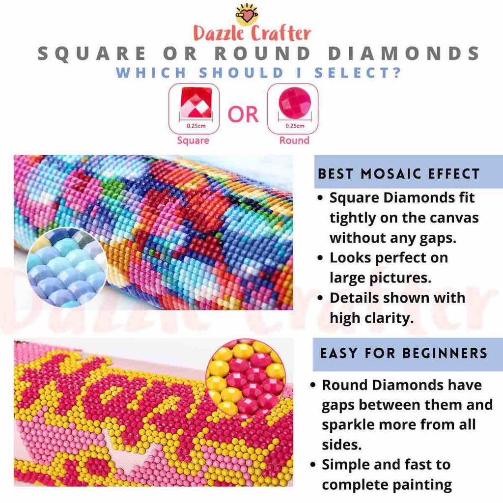 How To Choose Between Round And Square Drill  Diamond art, Diamond paint,  Diamond art patterns free