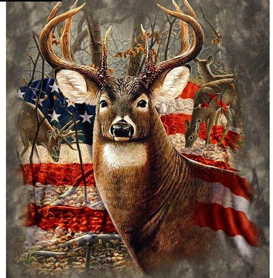 Flag with Deer Diamond Painting Kit - DAZZLE CRAFTER